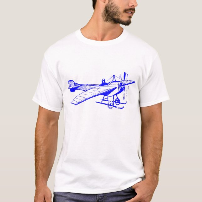 Monoplan för vintage - blått tee shirt (Framsida)