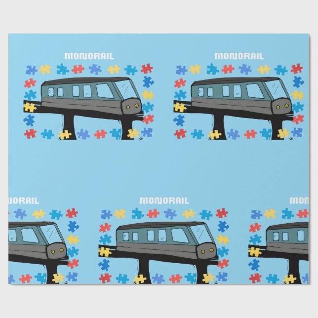 Monorail tåg vagn coaster autism pussel  presentpapper (Platt)