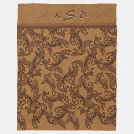 Monoramerad rost och lövbladen från Guld Fleecefilt