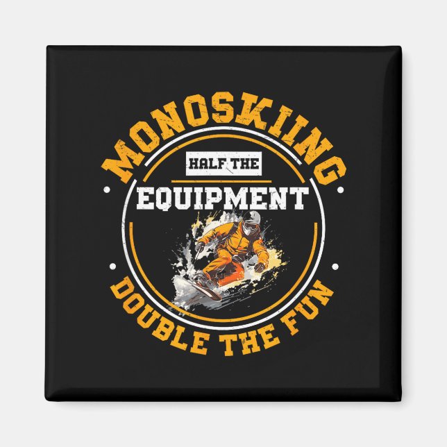 Monoskidning halvt utrustning dubbelt rolig monosk magnet (Framsidan)