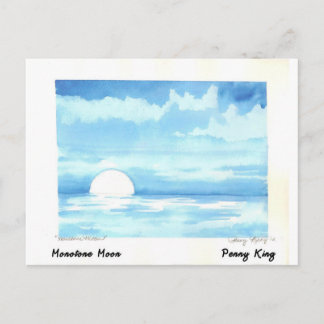 Monotone Måne Original Watercolor Painting Vykort