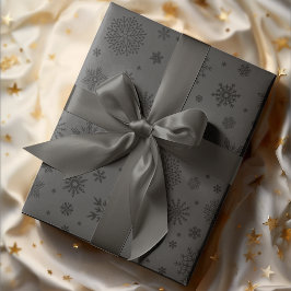 Monotone Winter Snowflake Charcol Presentpapper