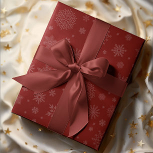 Monotone Winter Snowflake Crimson Red Presentpapper