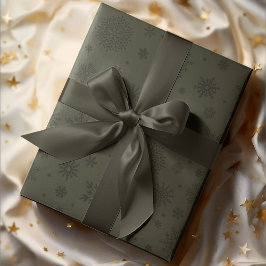 Monotone Winter Snowflake Gräs Grönt Presentpapper