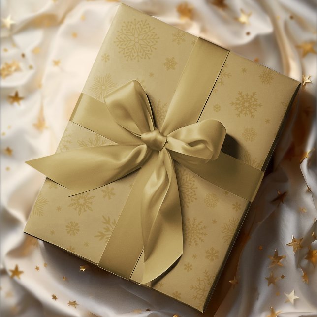Monotone Winter Snowflake Guld Presentpapper (Skapare uppladdad)