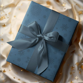 Monotone Winter Snowflake Navy Blue Presentpapper