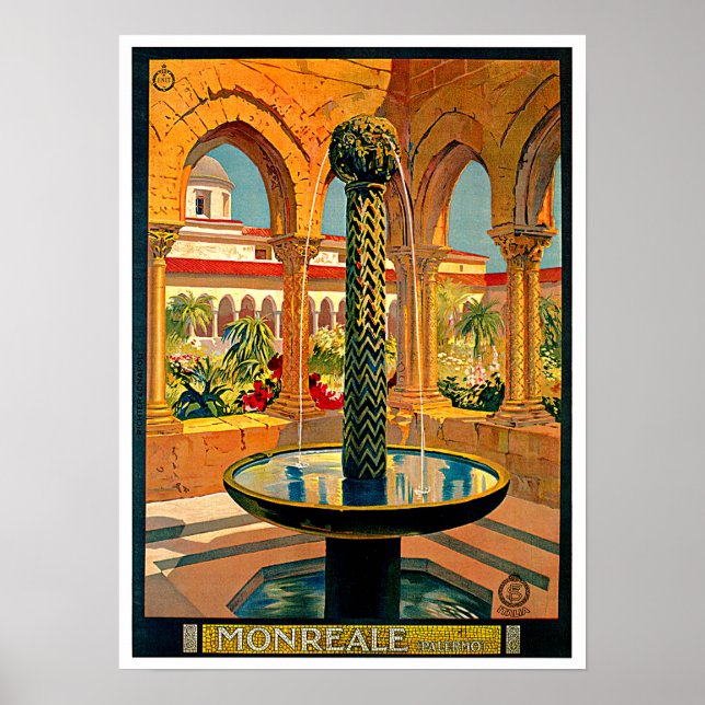 Monreale Palermo Sicily Italien Travel Art Poster (Framsidan)