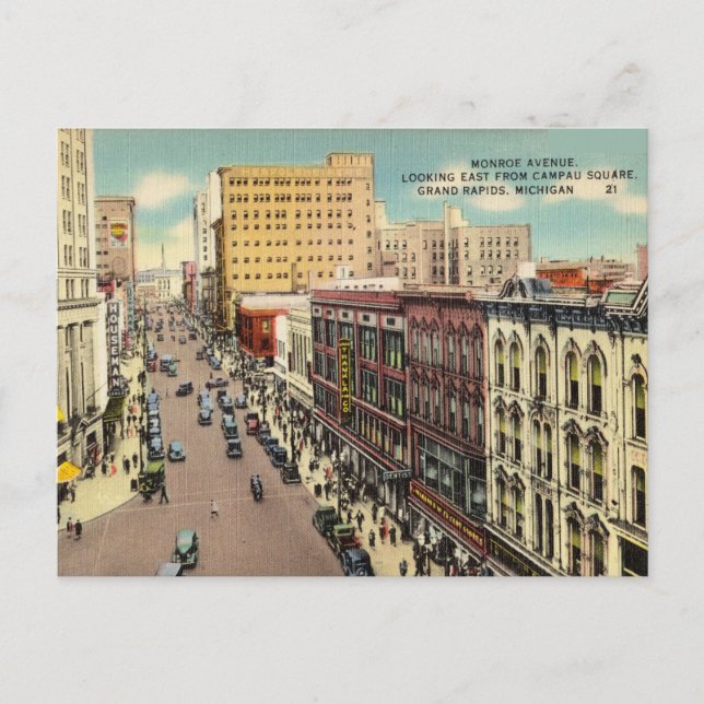 Monroe Avenue, Grand Rapids, Michigan Vykort (Framsida)