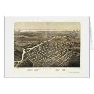 Monroe panorama- karta för MI - 1866 Hälsningskort