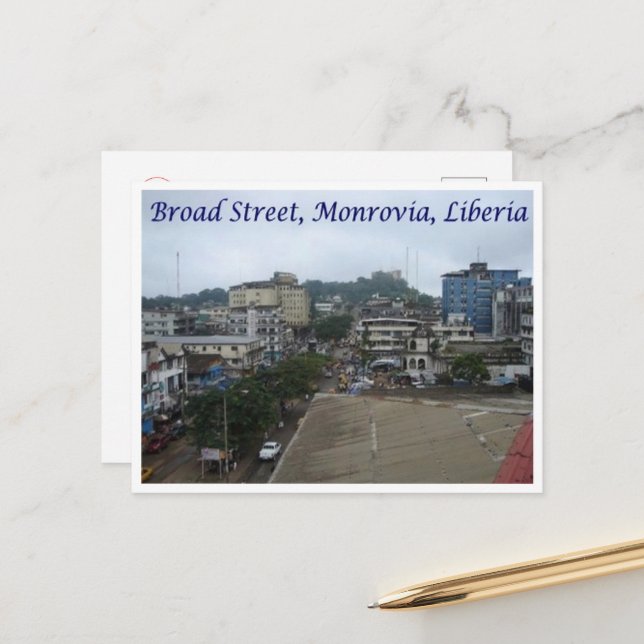 Monrovia - Liberia - Broad Street - Vykort (Fram/Back In Situ)
