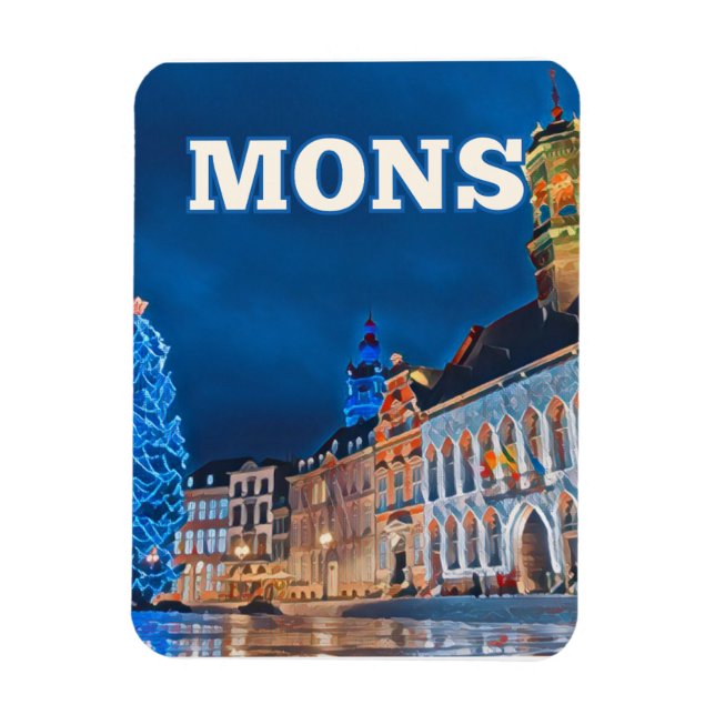 Mons Belgique Photo Vintage Magnet (Vertikal)