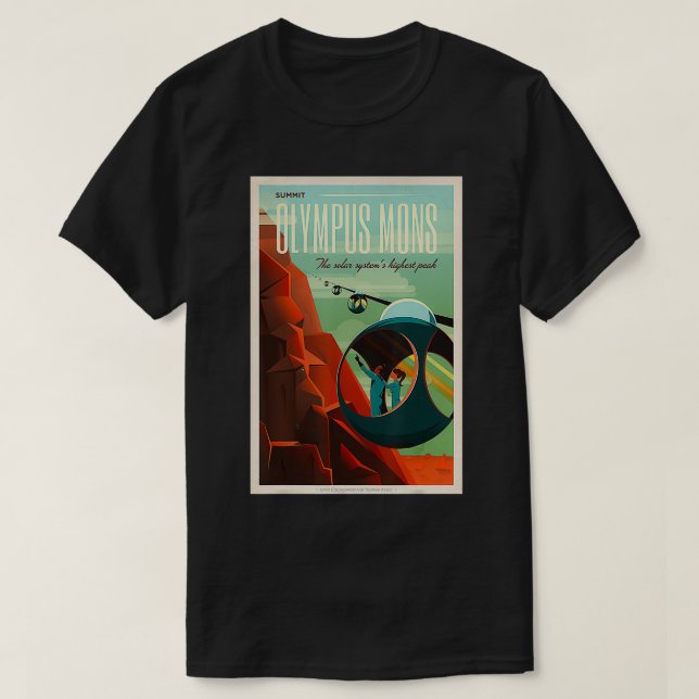 Mons Mars Colony Astronaut Exploration Retro Space T Shirt (Design framsida)