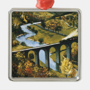 Monsal dal, tåg och Viaductbrittstång Julgransprydnad Metall