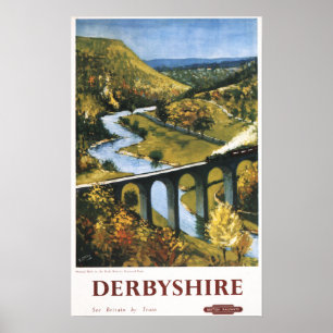Monsal dal, tåg och Viaductbrittstång Poster