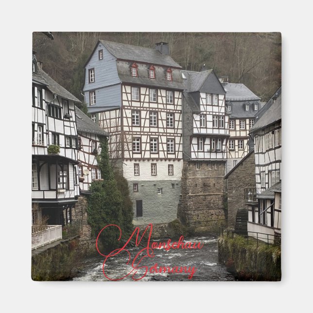 Monschau stad i Tyskland på vintern Magnet (Framsidan)