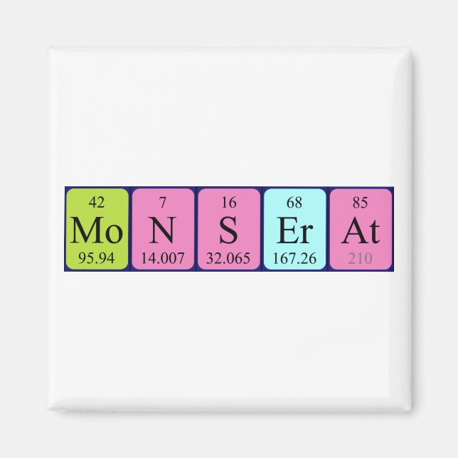 Monserat periodiskt återkommande magnet bord namn (Framsidan)