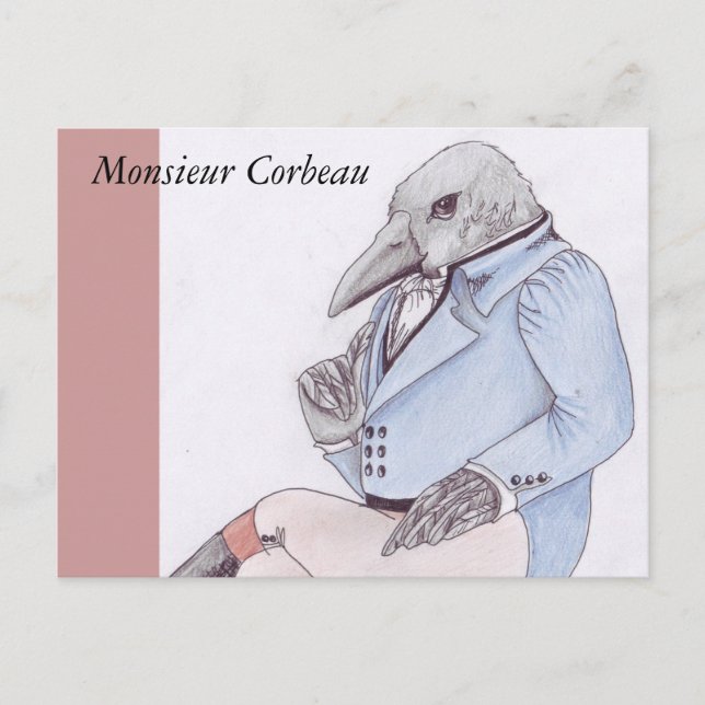 Monsieur Corbeau Postcard Vykort (Framsida)