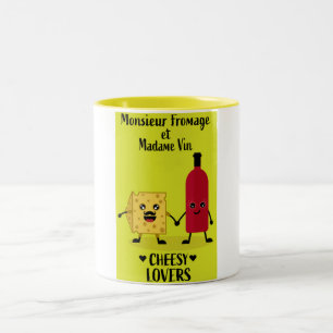 Monsieur Fromage et Madame Vin Cheesy älskare Två-Tonad Mugg