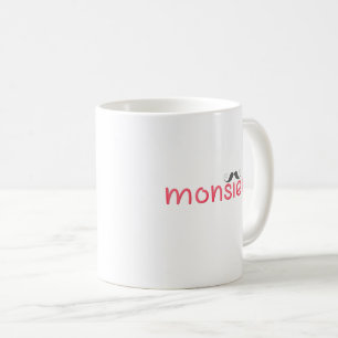 MonSIEUR-Roligt Fransk Quote & Mustache - Red Kaffemugg