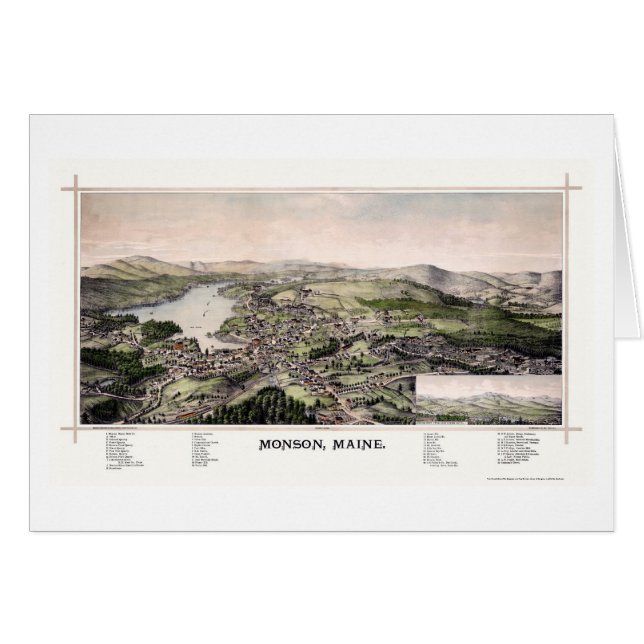 Monson MIG panorama- karta - 1889 Hälsningskort (Framsidan Horizontal)