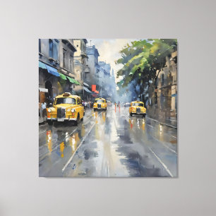 Monsoon Magic: Kolkata in the Rain - Oljemålning Canvastryck