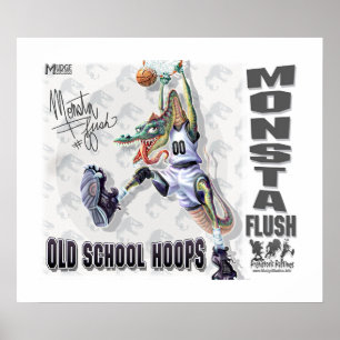 Monsta Flush Dinosaur Basketball Poster