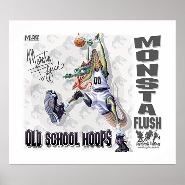 Monsta Flush Dinosaur Basketball Poster (Framsidan)