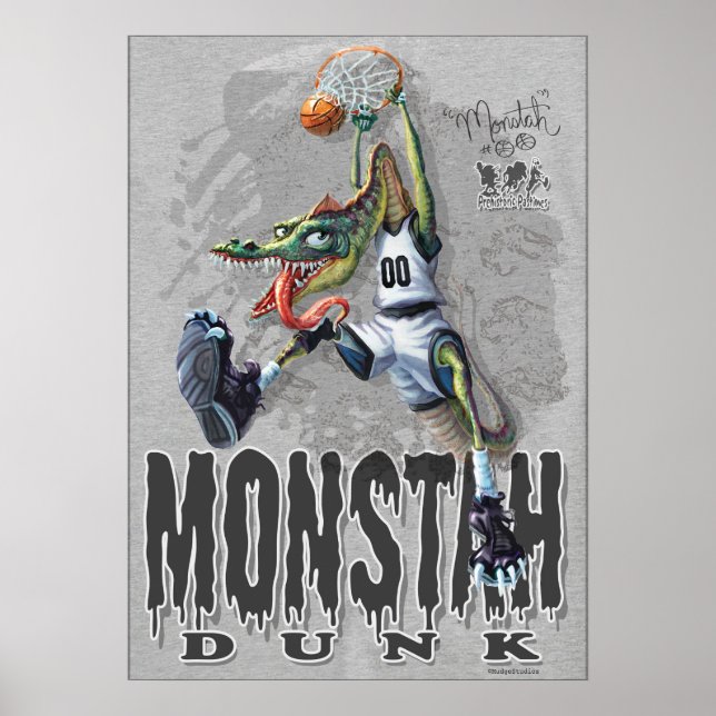 Monstah Dunk Dinosaur Basketball Poster (Framsidan)