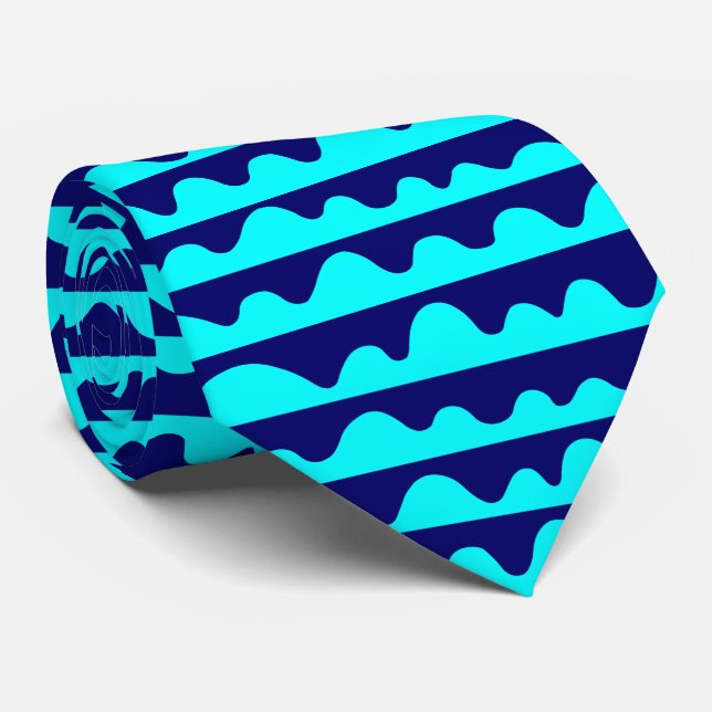Mönster 020815 - Cyan och Mörk blått 000066 Slips (Rullad)