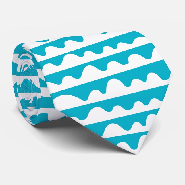 Mönster 020815 - Vit på Aqua Blue 00b2ca Slips (Rullad)