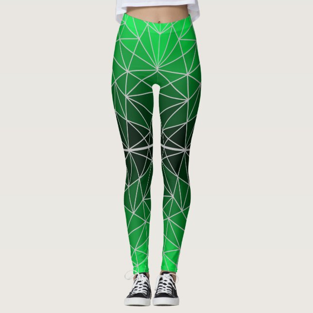 Mönster 02.Grönt.LGrey Line BG Leggings (Framsida)