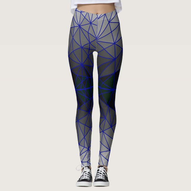 Mönster 03.Grått.Blå linje BG Leggings (Framsida)
