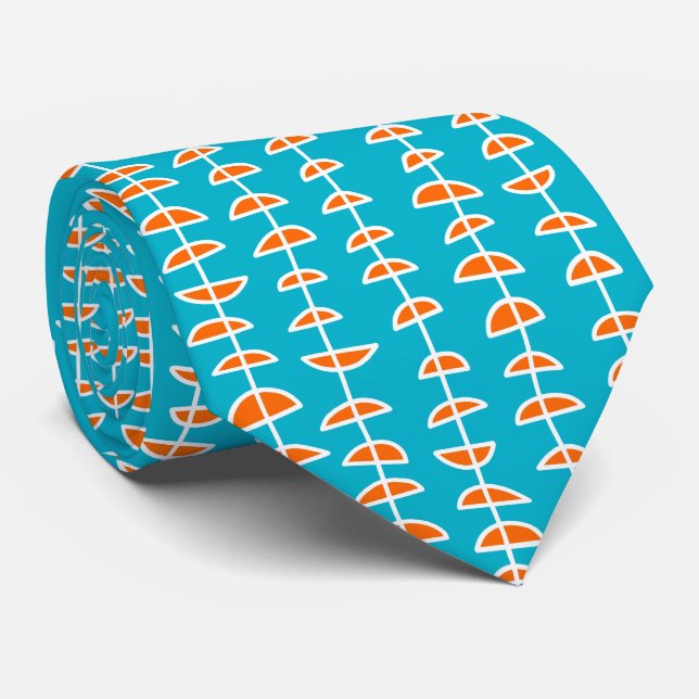 Mönster 080515- Vit och Orange på Aqua Blue Slips (Rullad)