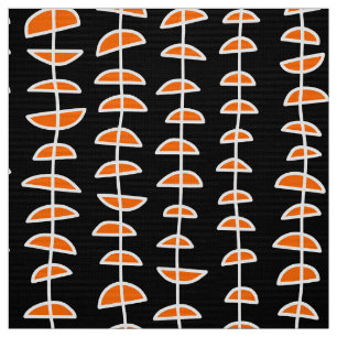 Mönster 080515 - Vit och Orange på svart Tyg