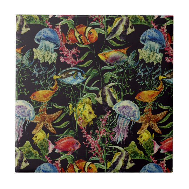 Mönster 1 för vattenfärghavsliv kakelplatta (Framsidan)