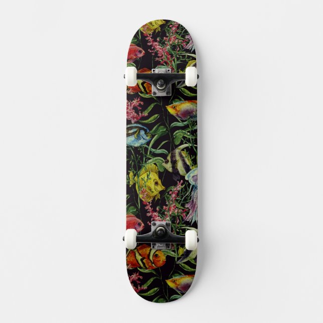 Mönster 1 för vattenfärghavsliv mini skateboard bräda 18,7 cm (Framsida)