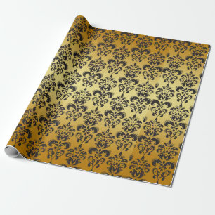 Mönster 2 för svart vintage för guld damastast presentpapper