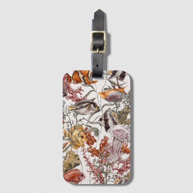 Mönster 2 för vattenfärghavsliv bagagebricka (Framsida vertikal)