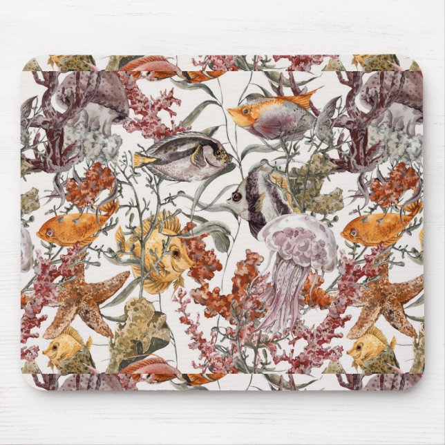 Mönster 2 för vattenfärghavsliv musmatta (Framsidan)