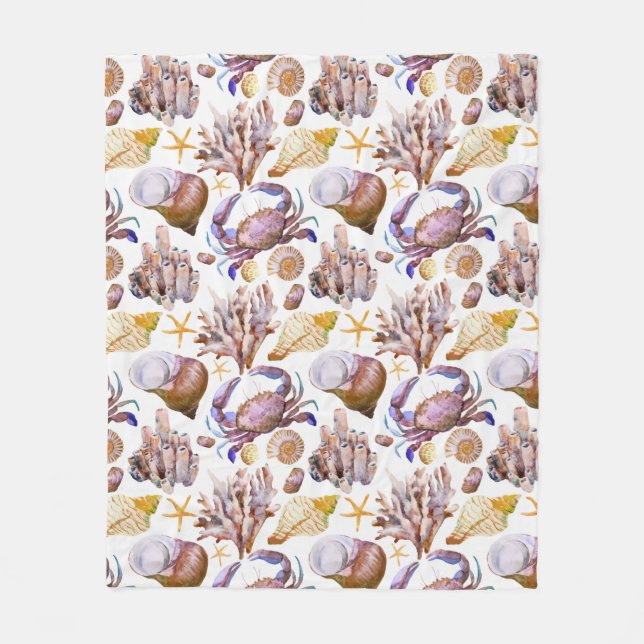 Mönster 4 för vattenfärghavsliv fleecefilt (Framsidan)