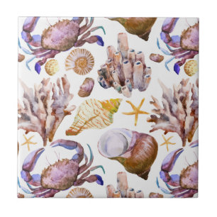 Mönster 4 för vattenfärghavsliv kakelplatta