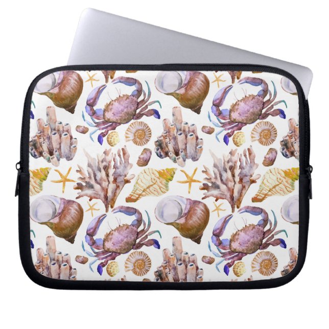Mönster 4 för vattenfärghavsliv laptop fodral (Framsidan)
