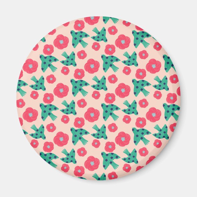 mönster_8_camellia och fågel_2 magnet (Framsidan)