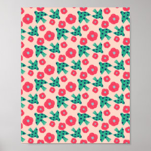mönster_8_camellia och poster av fågel_2-projektio