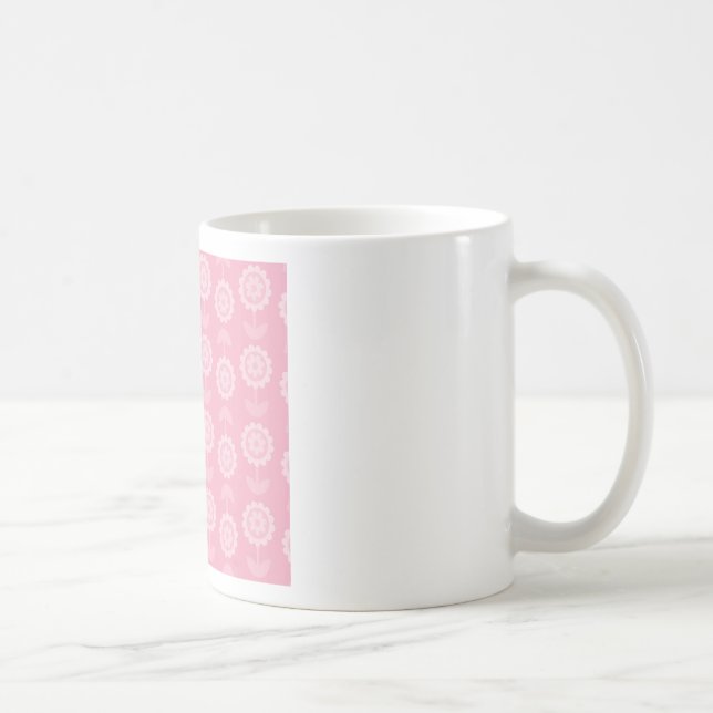 Mönster Abstrakt Art Rosa Blommigt Flowers Kaffemugg (Höger)