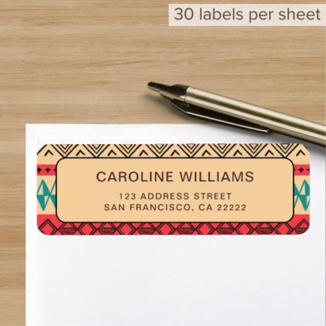 Mönster Abstrakt Boho Vintage Returadress  Etikett (Skapare uppladdad)