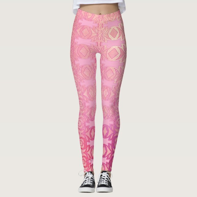 mönster abstrakt rosa leggings (Framsida)
