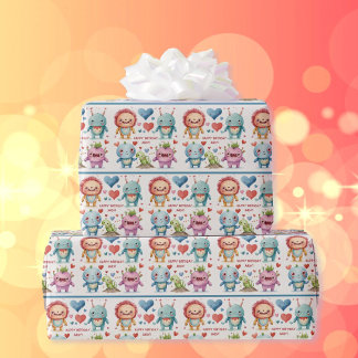 Monster Add Child's Namn Cute Birthday Boy Girl Presentpapper