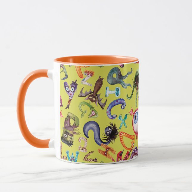 Monster alphabet barn mönster mugg (Vänster)