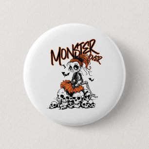Monster Älskare Roligt Skeleton Ghoul Cute Vintage Knapp